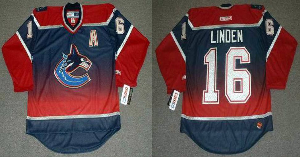 2019 Men Vancouver Canucks #16 Linden Red CCM NHL jerseys